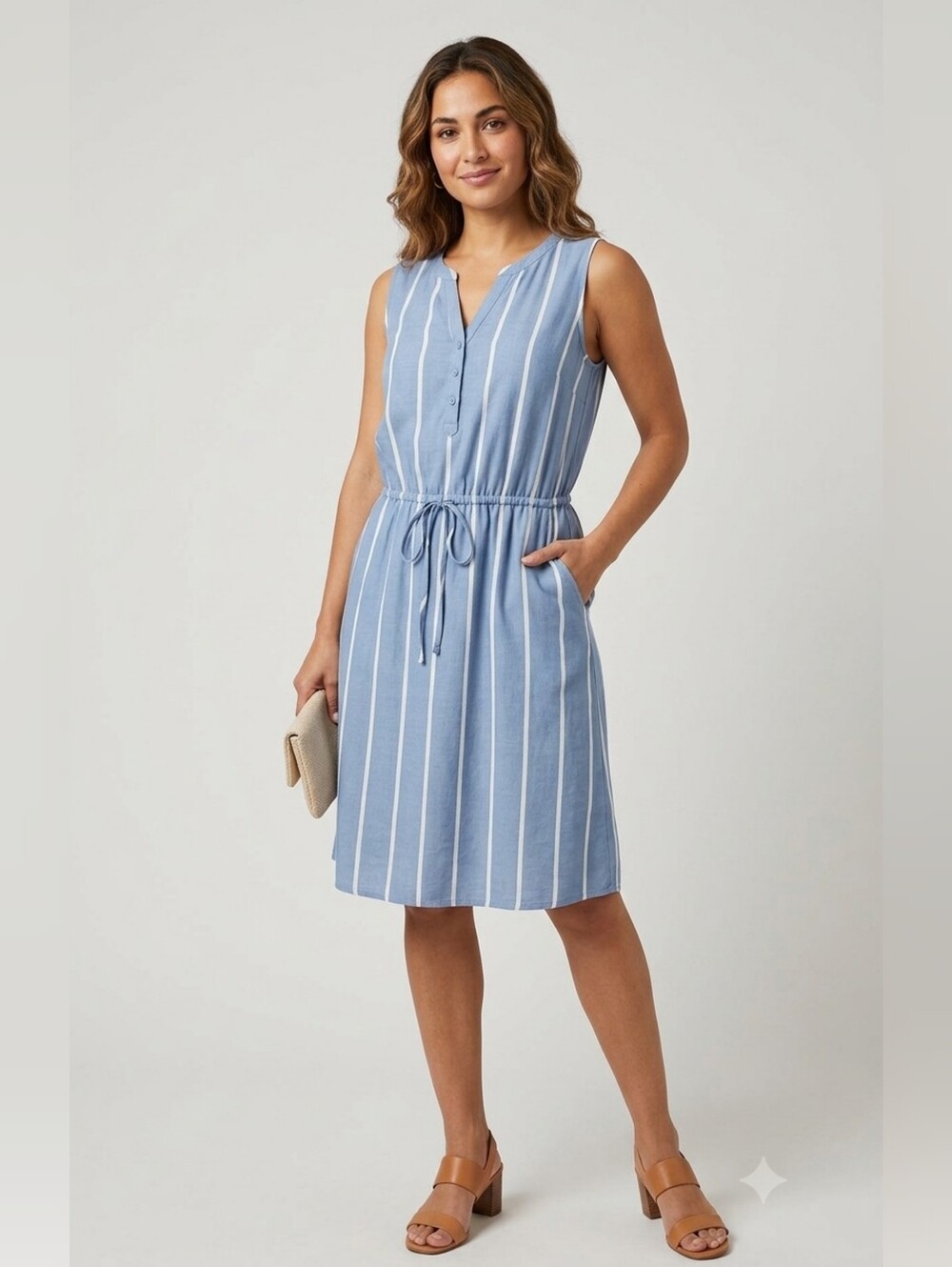 41 Hawthorn blue  and white   Dress Stripes Size 1X